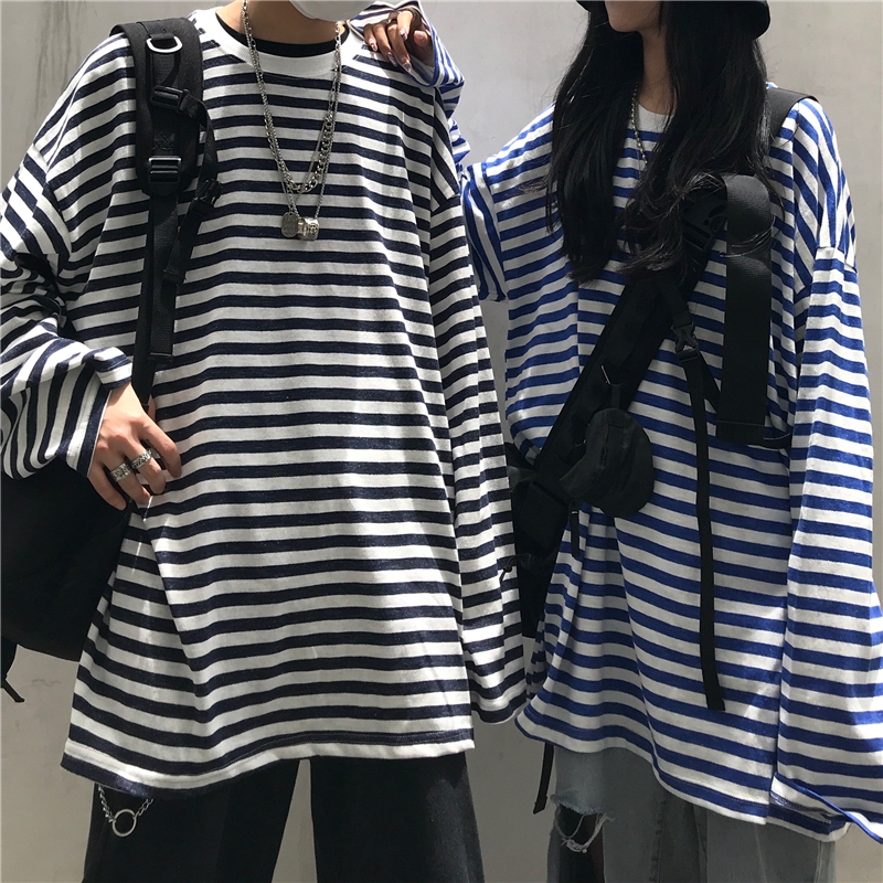 Áo Thun Tay Dài Kẻ Sọc Ngang Cho Cặp Đôi | BigBuy360 - bigbuy360.vn