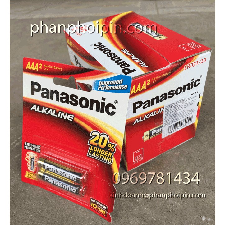 Chính hãng pin đũa kiềm AAA Alkaline Panasonic 1 vỉ 2 viên(LR03T/2B)