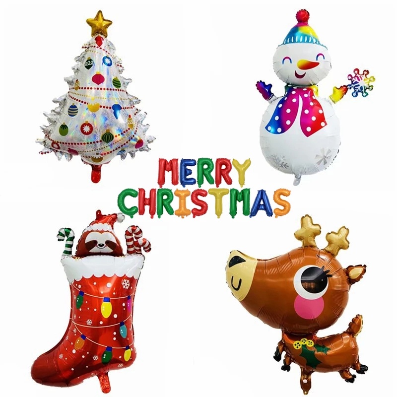 Bong bóng lá nhôm hình ông già noel/ người tuyết/ tuần lộc dành cho trang trí nhà cửa dịp Giáng Sinh năm mới