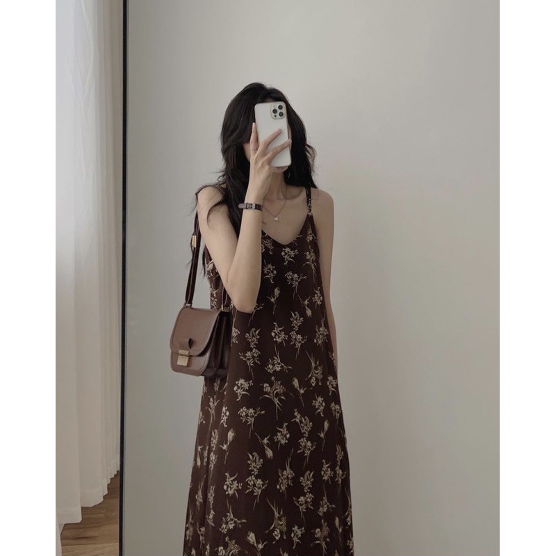 Váy hai dây hai lớp hoạ tiết vintage   Ulzzang 🌸 Hàng Quảng Châu