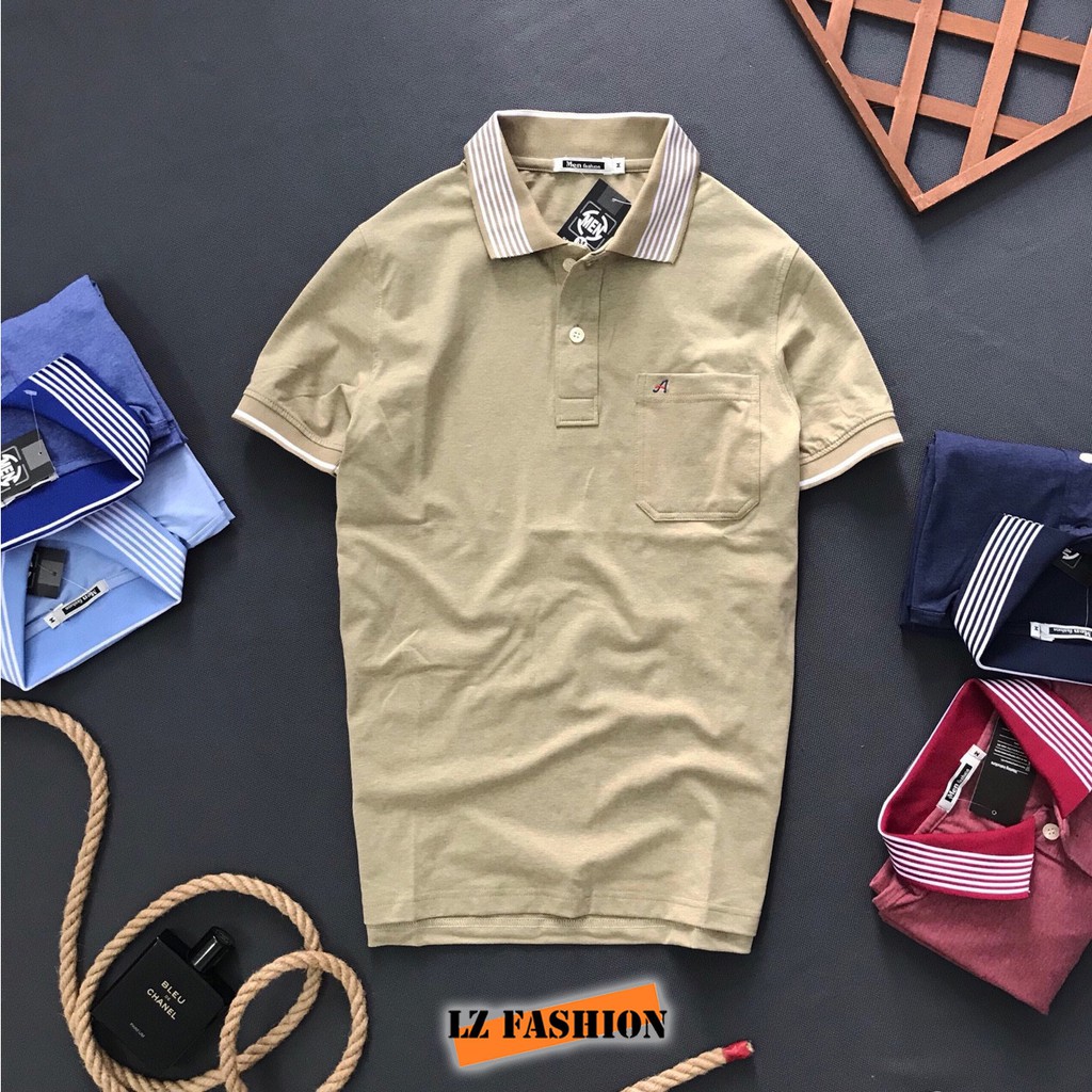 Áo thun polo nam thời trang cổ sọc có túi, chất thun cotton mềm mịn - LZ FASHION - PS088 | BigBuy360 - bigbuy360.vn