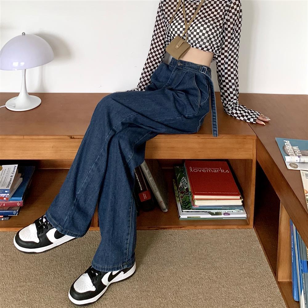 Quần Jean Ống Rộng Lưng Cao Thời Trang Cá Tính