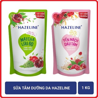 Sữa tắm Hazeline Dưỡng sáng da Matcha lựu đỏ/ Yến mạch dâu tằm túi 1kg