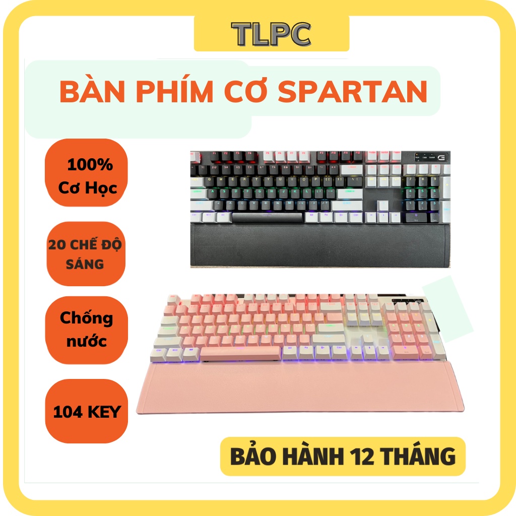 Bàn phím cơ gaming SPARTAN 3218 led RBG tích hợp 20 chế độ màu dây dài 1,5m mua tặng kèm lót chuột