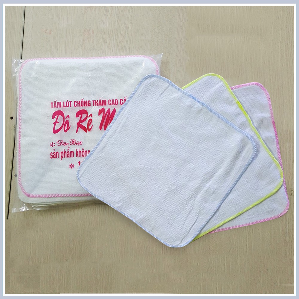 Set 10 Tấm lót chống thấm ĐÔ RÊ MON 2 lớp cotton thấm hút cho bé (MÀU TRẮNG)