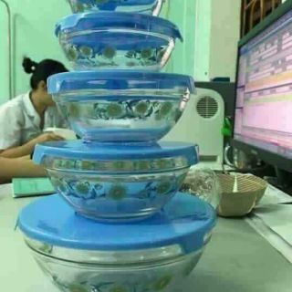 Bộ 5 bát thủy tinh hoa