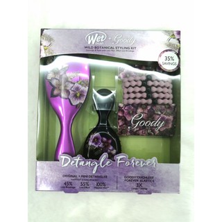 Set lược gỡ rối Wet Brush  Wild Botanical Detangler Brush Drt and Goody Scrunchie Kit