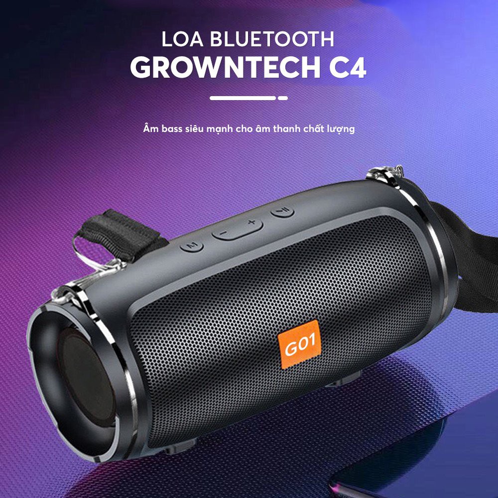 Loa bluetooth nghe nhạc mini GrownTech charge 4+ mini bass tốt có dây đeo