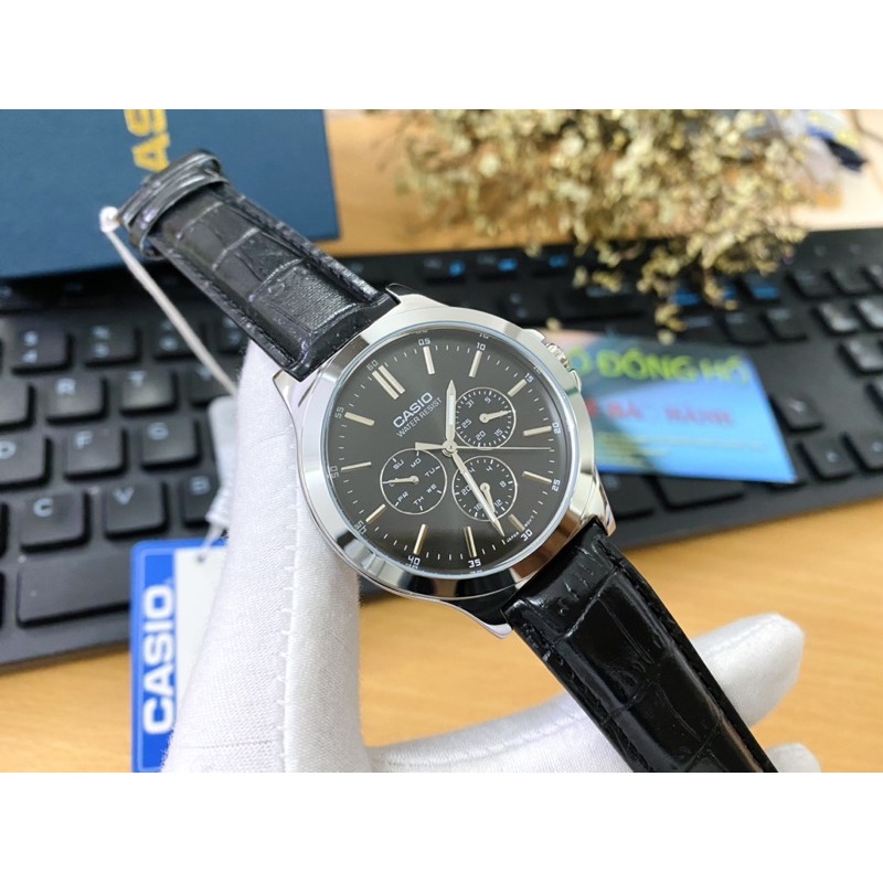 Đồng hồ nam dây da Casio chính hãng Anh Khuê MTP-V300L-1AUDF