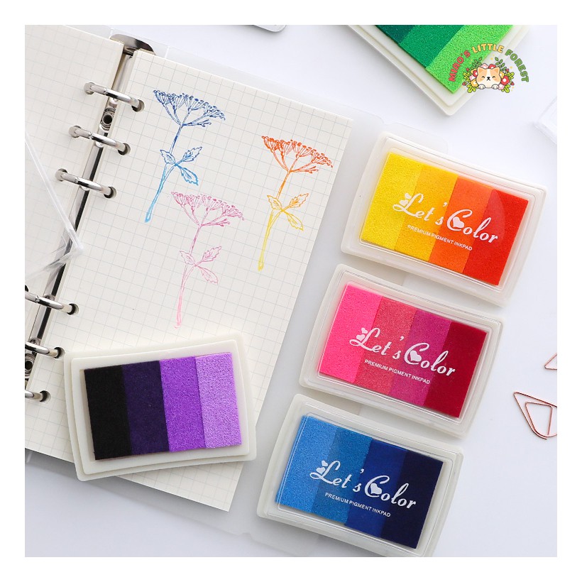 Mực con dấu 4 màu MIAO'S LITTLE FOREST mực nhiều màu dùng cho con dấu gỗ mực gradient Let's Color MOT225