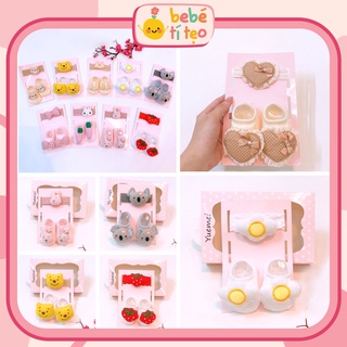 Set tất vớ thú và băng đô cho bé sơ sinh bebé tí tẹo pkt04