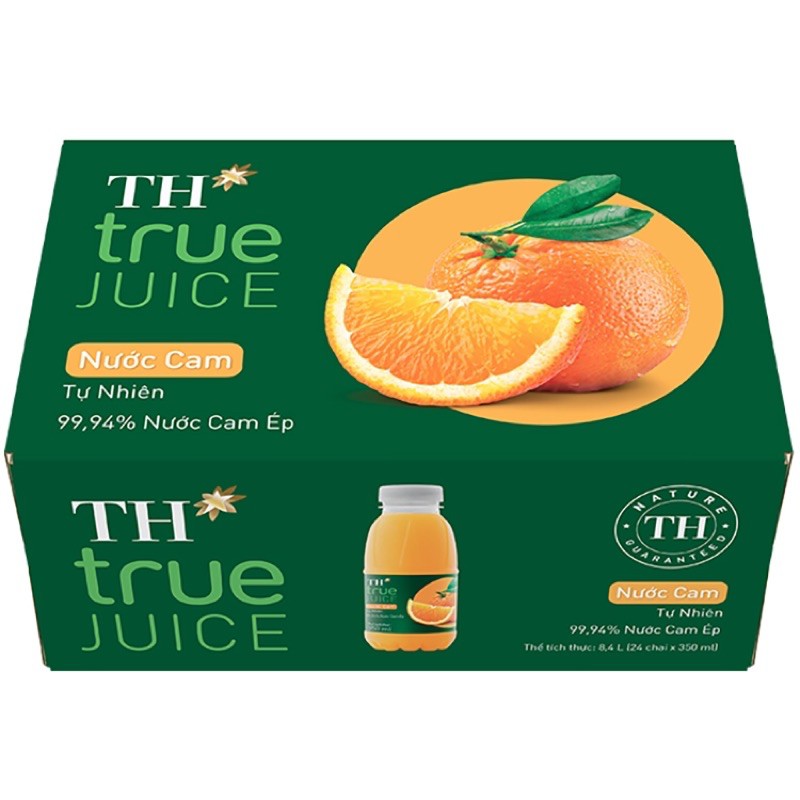 Thùng 24 chai Nước Trái cây TH true JUICE - Cam tự nhiên 350ml