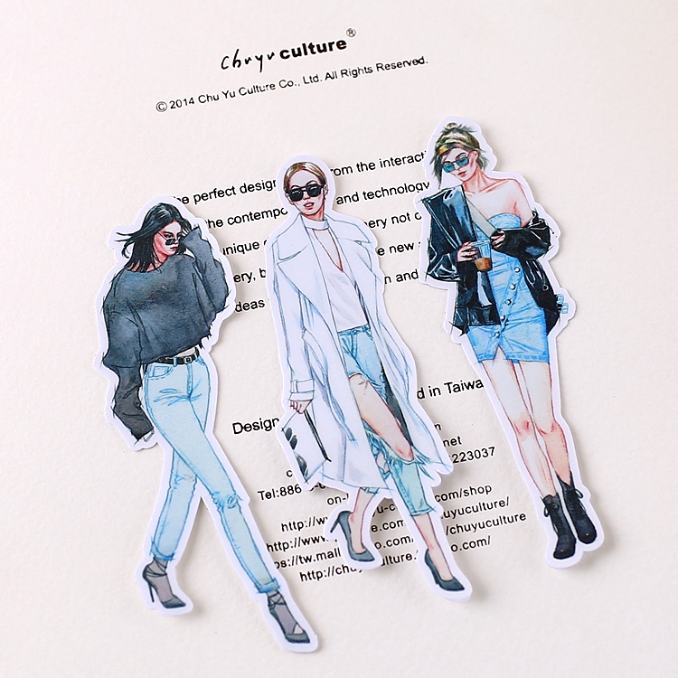 ❀ Fashion Ladies Q-1 Beauty Girls Diary Stickers ❀ 19Pcs/set DIY Fashion Album Scrapbooks Decor Decals Stickers