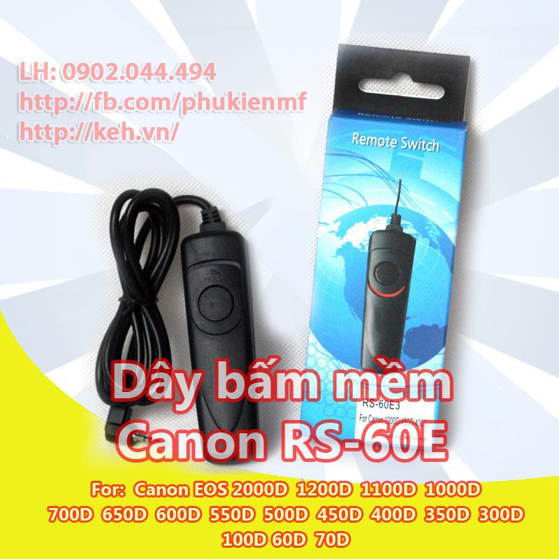 Dây bấm mềm RS-60E3 cho máy ảnh Canon EOS 700D 650D 600D 550D100D 60D 70D