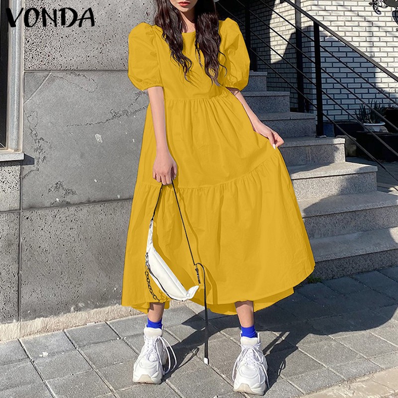 VONDA Đầm suông ngắn tay phong cách retro | BigBuy360 - bigbuy360.vn