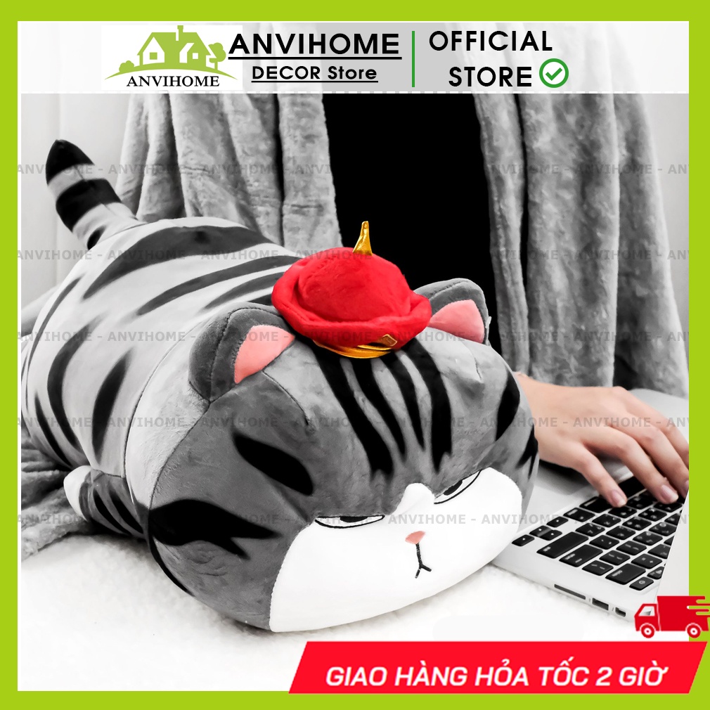 Gối Mèo Hoàng Thượng & Chó Nô tài kèm mền cao cấp - Bộ chăn gối văn phòng Gối mền 2in1 Mèo Bông Hoàng Thượng nằm