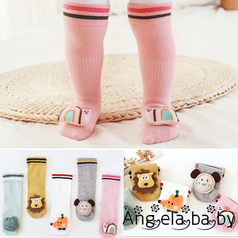 Tất Cotton Dài Chống Trượt Hoạ Tiết Hoạt Hình Cho Bé