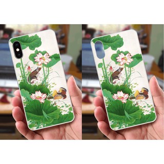 Ốp lưng iPhone XS Max (dẻo viền trắng trong) - Hình Chim Công, Cá Chép, Cò