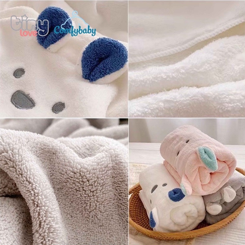 Comfy Baby - Khăn tắm Tiny Love 100% Corol velvet siêu mềm, thấm hút 70x140