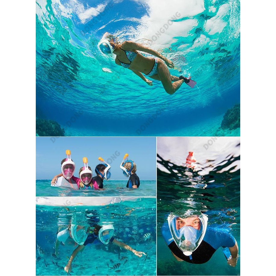 Kính lặn ống thở FullFace, mặt nạ lặn gắn được GOPRO, SJCAM tầm nhìn 180 độ cao cấp - DONGDONG | BigBuy360 - bigbuy360.vn