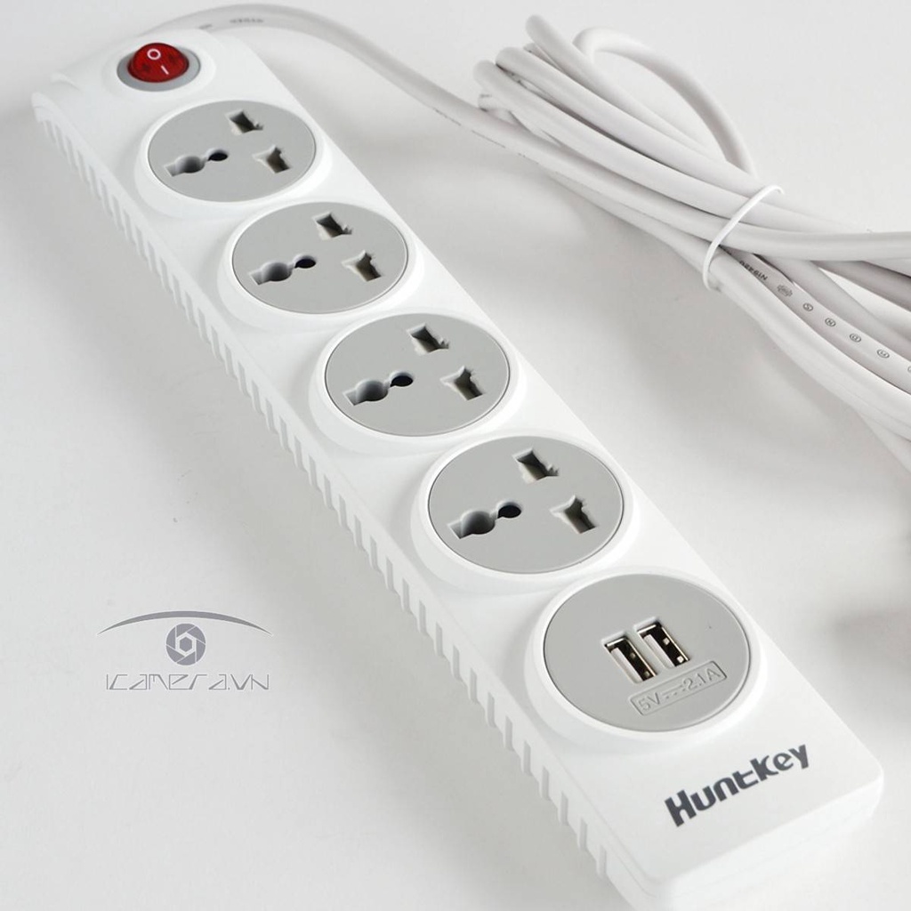 Ổ Cắm Điện Đa Năng Huntkey SZN507 4 Chân/2 USB Chống Sét Dây Dài 3m - Hàng Chính Hãng