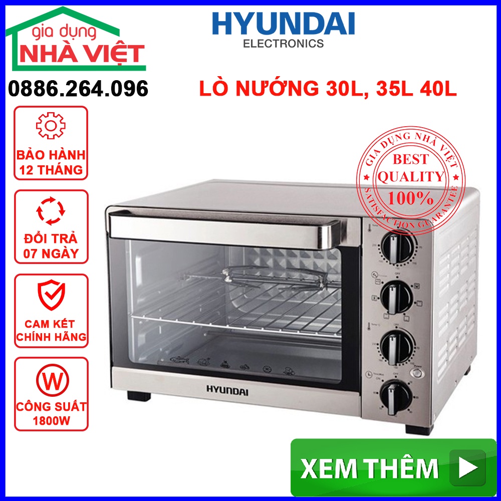 Lò nướng Hyundai, Lò Nướng điện Dung tích 30L, 35L, 45L  Bảo hành điện tử 12 tháng, lỗi đổi mới 10 ngày HDE 3000S