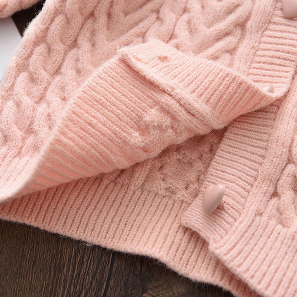 BEAR LEADER Bộ Áo Khoác Cardigan Len 2 Món Phối Đầm Ren Thời Trang Thu Đông Cho Bé Gái 2-6 Tuổi