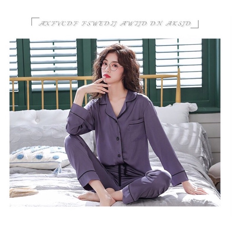 NG9315 - Bộ pyjama nam/nữ dài tay chất lụa hàng nhập