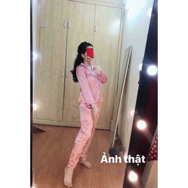 Bộ ngủ Phi lụa nhún bèo tay dài tiểu thư | BigBuy360 - bigbuy360.vn