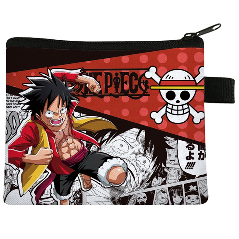 Ví Canvas Đựng Tiền Xu In Hoạt Hình One Piece Phối Khóa Kéo Tiện Lợi