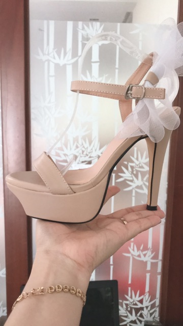 [freeship] Sandal đế đúp phối nơ cao 12cm size nhỏ đến size lớn