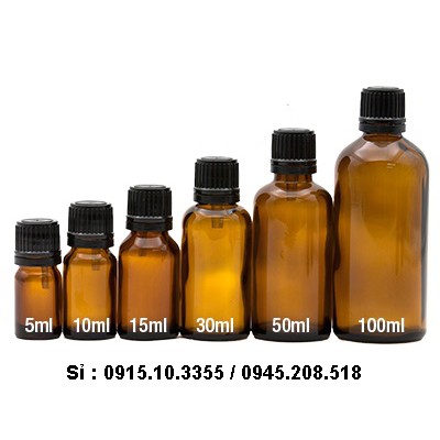 Sỉ 100 Chai thuỷ tinh mầu nâu 50ml (nắp nhựa đen ,có nhỏ giọt)