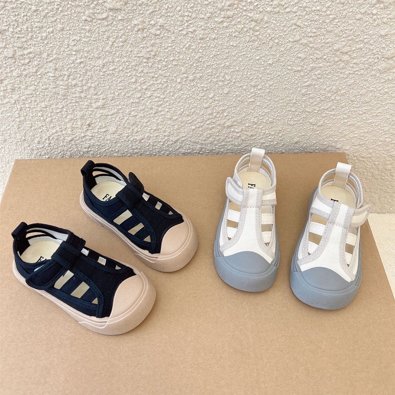 [Hàng Có Sẵn Bán Chạy] Giày Sandal Thể Thao Canvas Đế Mềm Phối Lưới Thoáng Khí Hở Ngón Mùa Hè Dễ Phối Đồ Cho Bé Trai