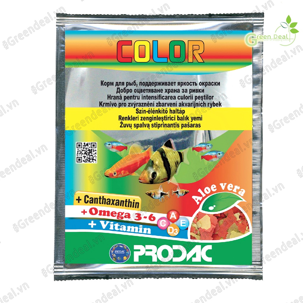 PRODAC - Color Fish Food (Gói 4/12 gram) | Thức ăn khô giúp tăng màu cho cá cảnh thủy sinh