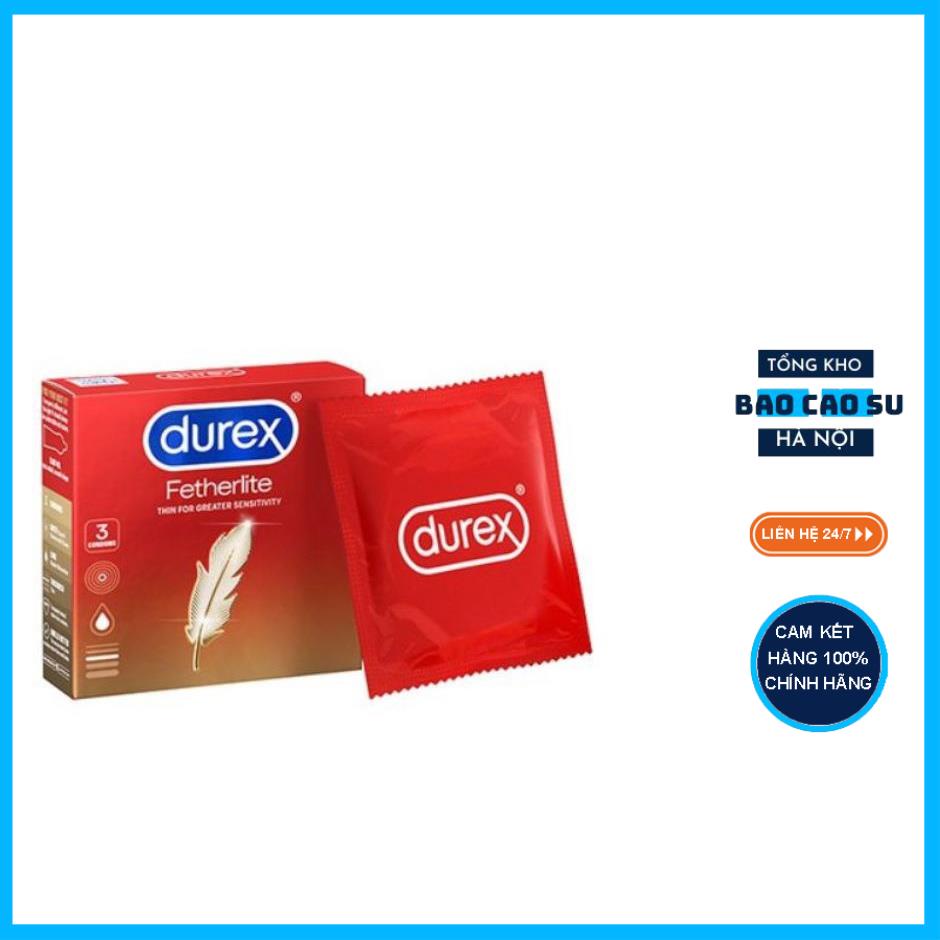 Bao cao su Durex Fetherlite (Siêu Sale) siêu mỏng size 52mm thêm chất bôi trơn hộp 3 bao chính hãng