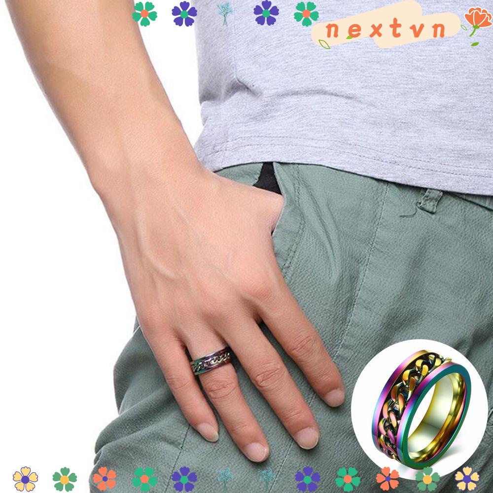 Nhẫn đeo tay bằng thép không gỉ nhiều màu sắc thời trang sành điệu