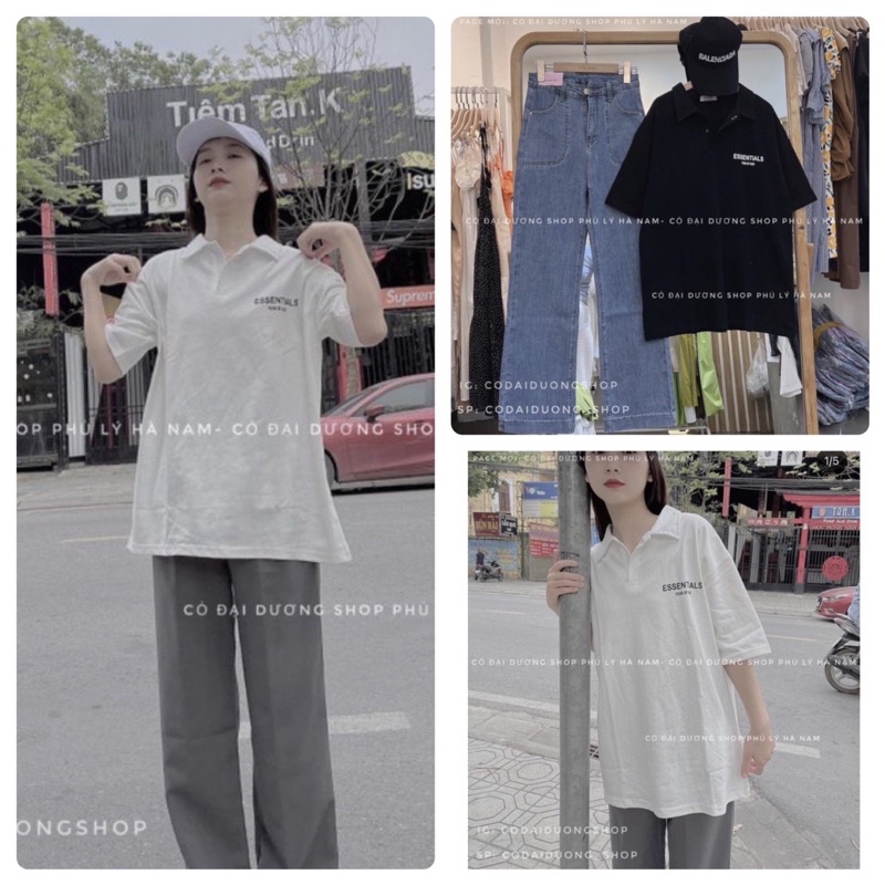 [ Rẻ vô địch ] Áo thun có cổ , áo polo dáng rộng chất cotton - Ess