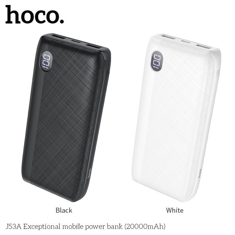 Pin dự phòng hoco J53A dung lượng 20000mah có 2 cổng usb màn hình led hiển thị pin