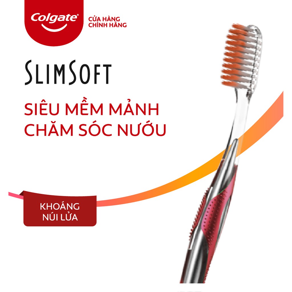 Bàn chải đánh răng Colgate SlimSoft Advanced khoáng núi lửa siêu mềm mảnh chăm sóc nướu