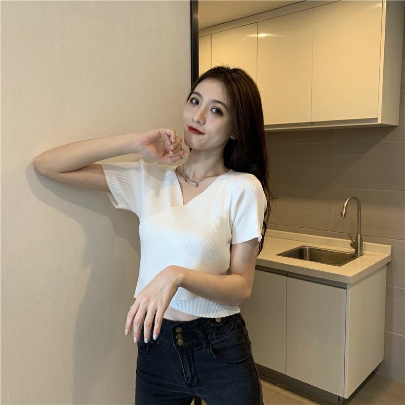 Áo Dệt Kim Tay Ngắn Dáng Ôm Thời Trang Mùa Hè Phong Cách Mới 2022