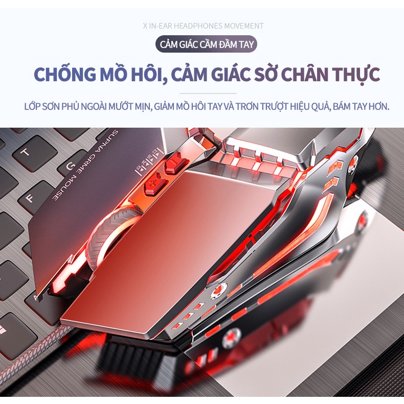 Chuột gaming máy tính Có dây game  3200DPI 4 nấc thay đổi độ nhạy  - Chế độ LED4 màu -7 nút bấm Vị trí di chuột chính xá