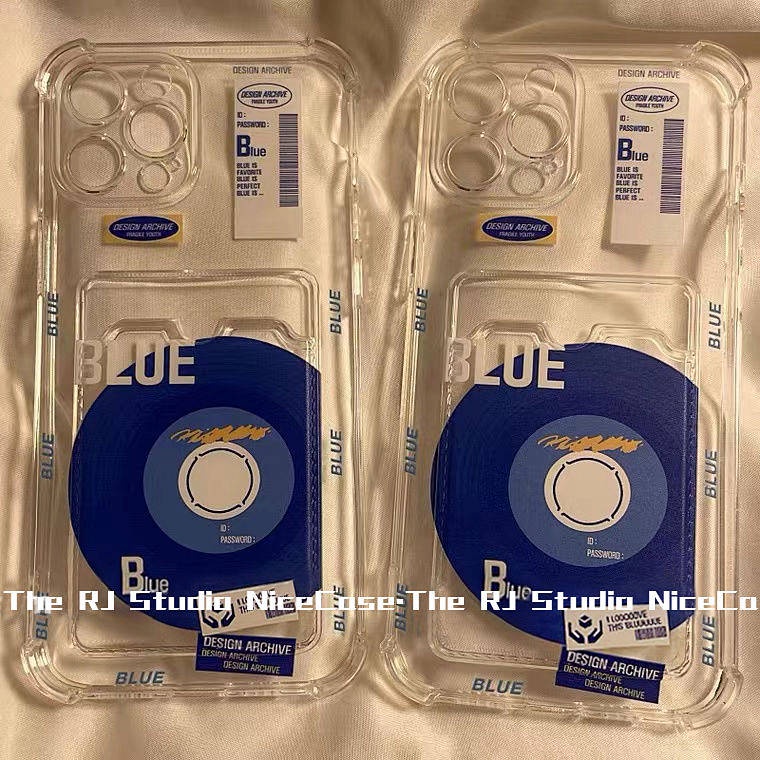 Ốp điện thoại hình đĩa xanh dương cho ngăn đựng thẻ thích hợp cho Iphone14 Apple 12/13 11 X / XR 6S / 7 / 8P jm3P