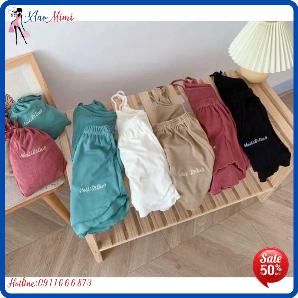 Đồ ngủ nữ cổ V hai dây trơn MEILIDIGUO túi rút hàng Quảng Châu cc