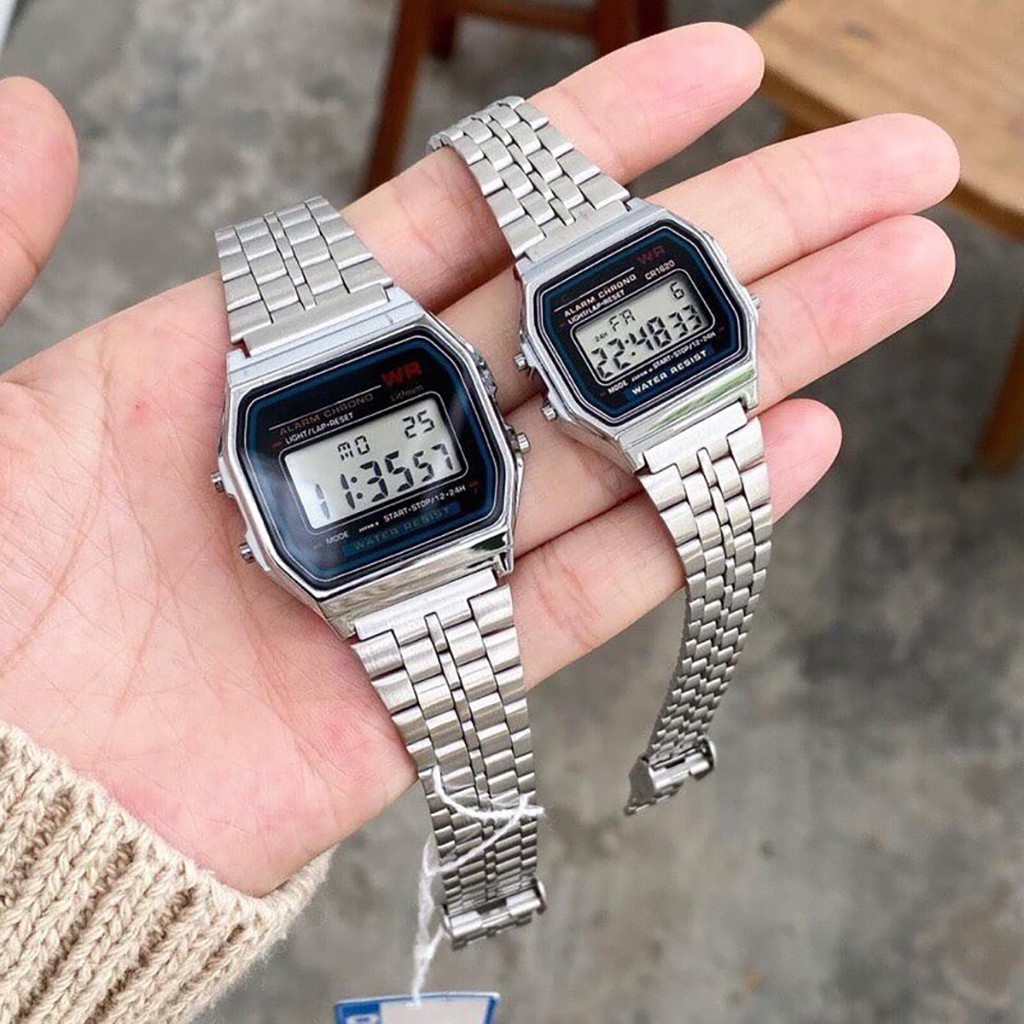 Đồng hồ điện tử đeo tay cặp đôi nam nữ WR A1599 thể thao số led mặt vuông đẹp cao cấp - bảo hành