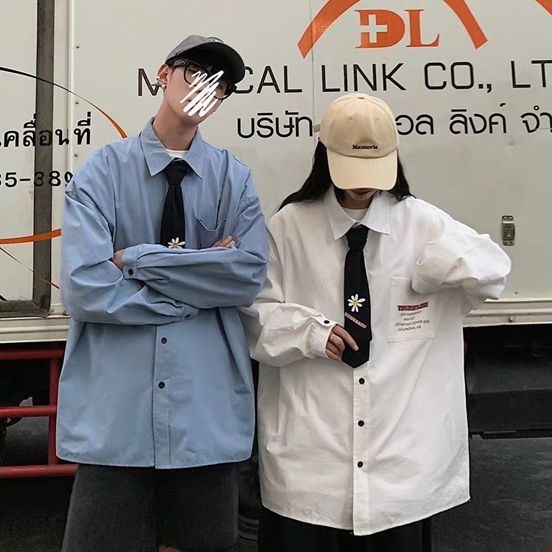 Bộ Đồng Phục Học Sinh Gồm Áo Sơ Mi Tay Dài + Cà Vạt + Quần Dài Màu Trơn Chuyên Nghiệp Dành Cho Nam Và Nữ