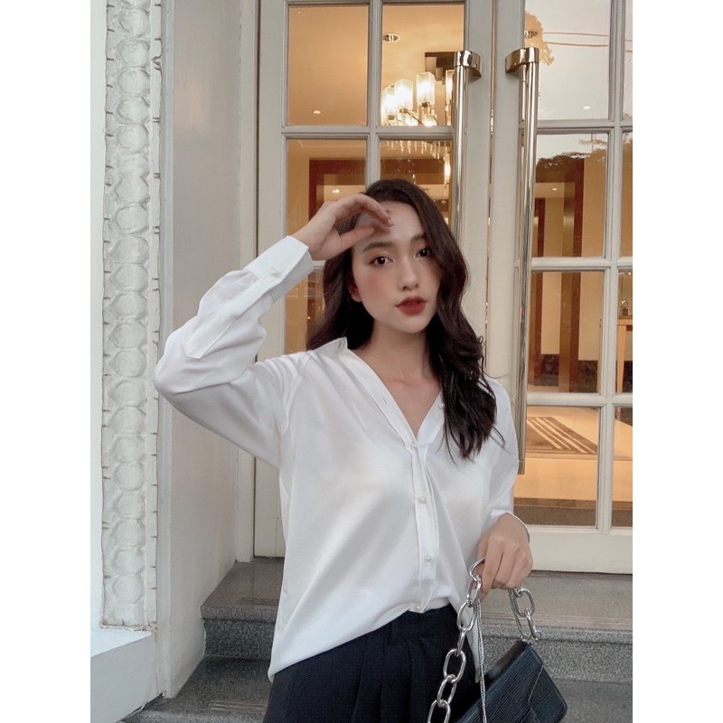 [Mã FAMARAL1 giảm 10K đơn 50K] Sơ mi lụa tằm cúc ngọc cao cấp ZIEL [SHIP HOẢ TỐC] | BigBuy360 - bigbuy360.vn