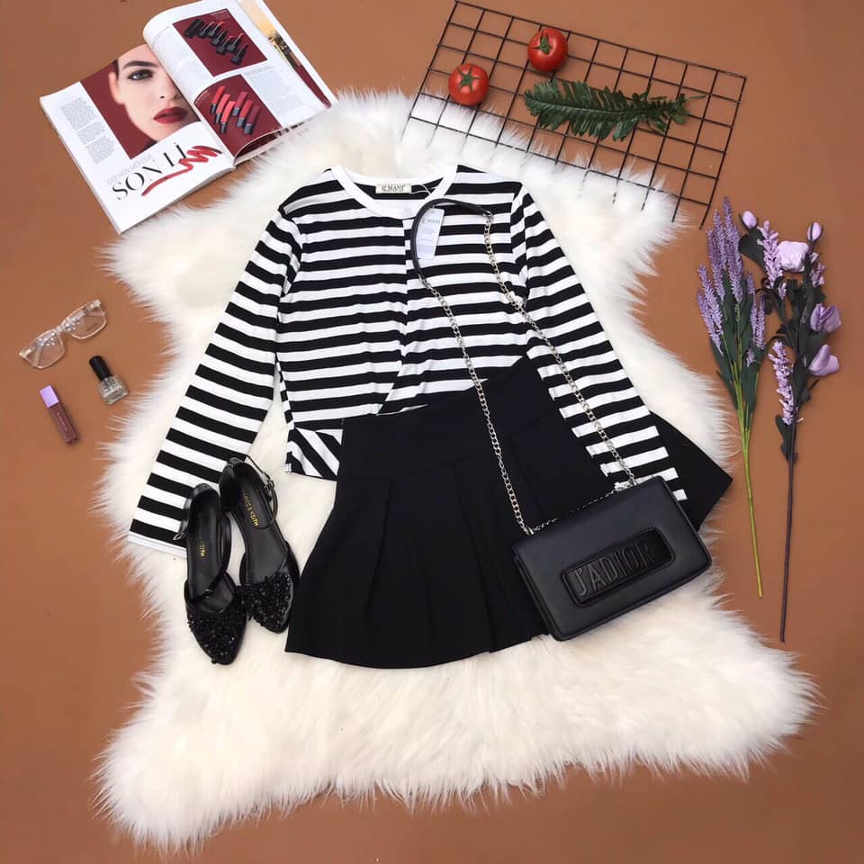 AP04- ÁO CROPTOP KẺ HÀNG VIỆT NAM