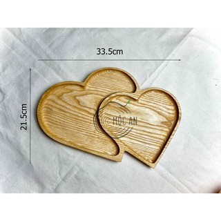 Khay gỗ hình trái tim đôi MỘC AN Decor