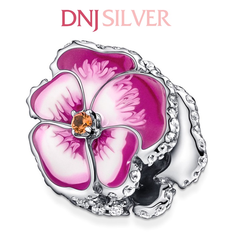 [Hàng cao cấp] Charm bạc 925 cao cấp, hàng chuẩn bạc - Charm Pink Pansy Flower thích hợp để mix vòng tay charm - DN056