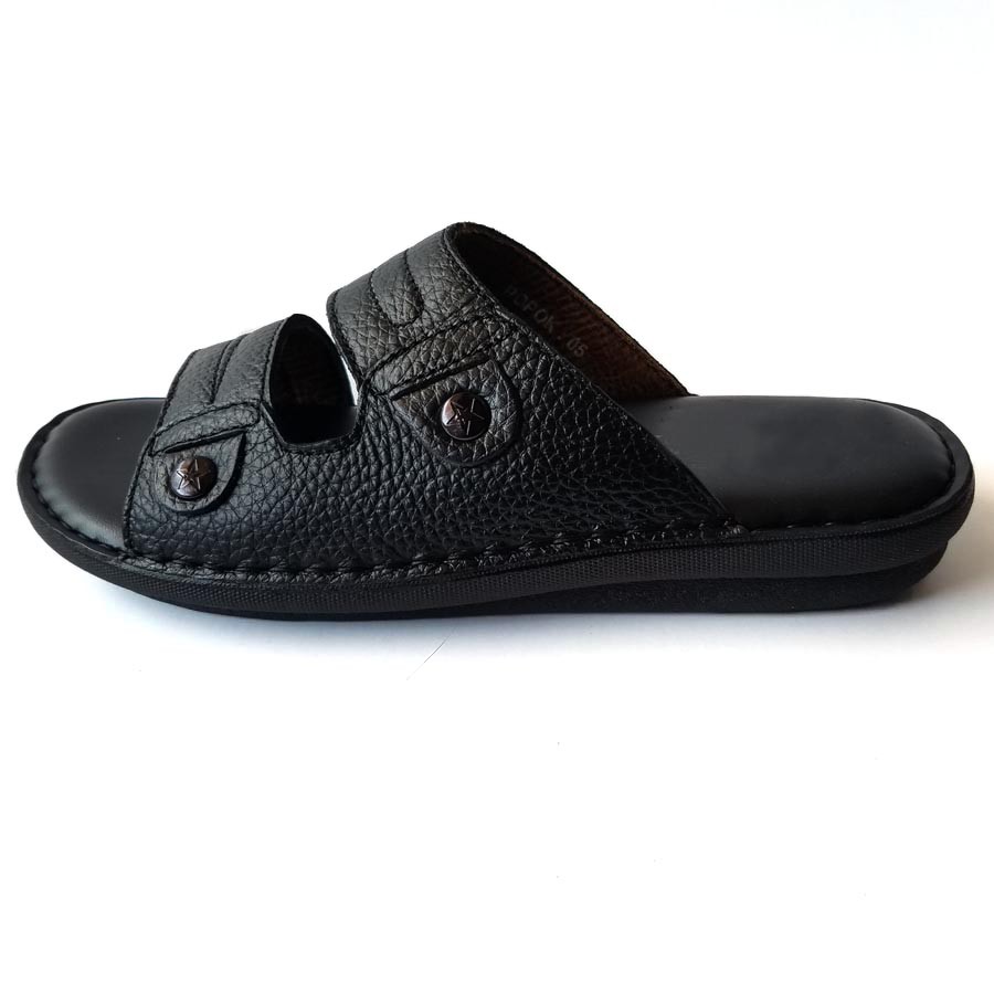 Dép Da Nam Da Bò Thật, Dép Nam Quai Ngang Da Bò Thật Cao Cấp HKT Shop DNA711